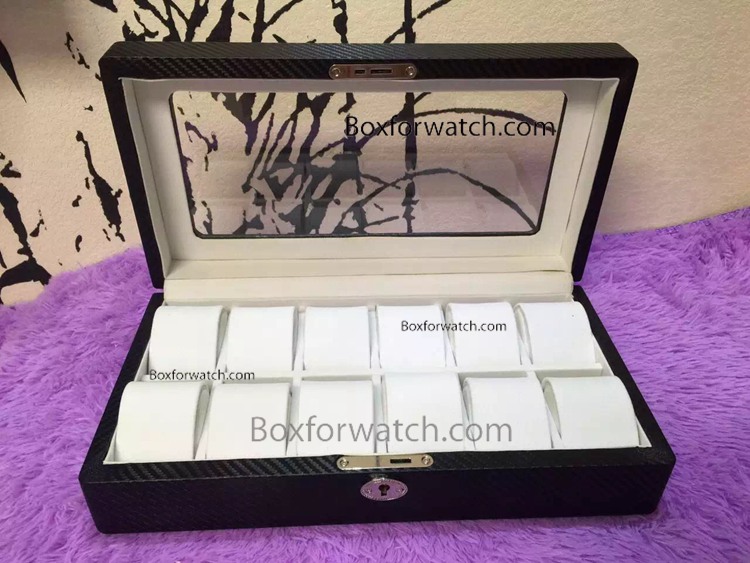 Wholesale Black Leather Watch Box Display - 12 Slots Watch Box